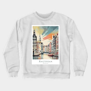 Vinatge Amsterdam Netherlands Art Print Crewneck Sweatshirt